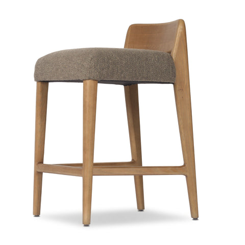 Birches Counter Stool - Natural Oak, Woven Mink Grey-Tan, Organic Modern