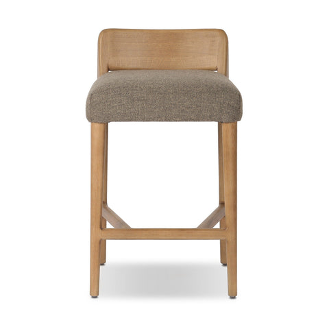 Birches Counter Stool - Natural Oak, Woven Mink Grey-Tan, Organic Modern