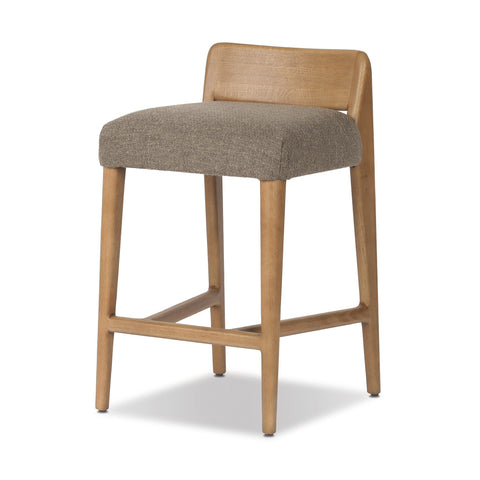 Birches Counter Stool - Natural Oak, Woven Mink Grey-Tan, Organic Modern