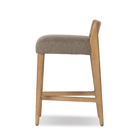 Birches Counter Stool - Natural Oak, Woven Mink Grey-Tan, Organic Modern