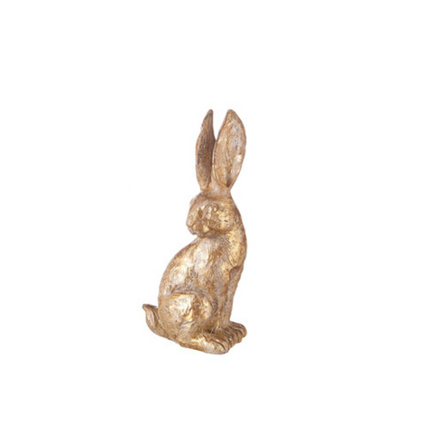 4.75" Gold Leaf Rabbit Statue Modern Easter Decor 