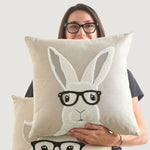Rabbit With Glasses Accent Decorative Pillow