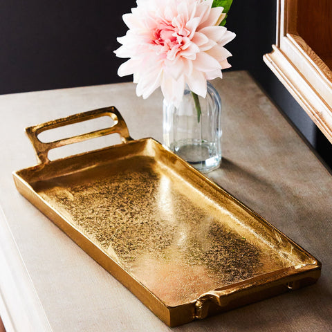 Gold Rectangular Metal Tray + Gold Rectangular Metal Tray + Vanity Tray + Serving Tray
