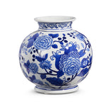 Blue & White Floral Vase 8"