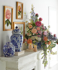 Blue + White Porcelain Ginger Jar Spring Mantelscape Decoration Inspiration Inspo