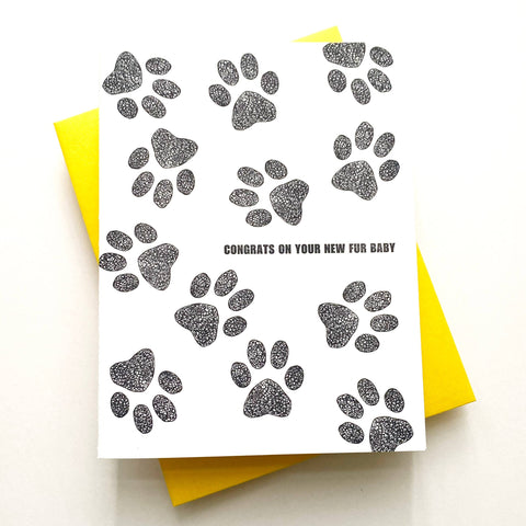 Congrats On Your New Fur Baby Letterpress Greeting Card