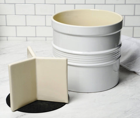 Oversized Stoneware Utensil Crock With Divider Kitchen Essential