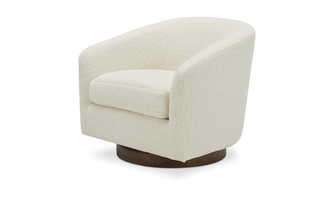 Oscy Swivel Chair - Optic White, Shearling, Atlantic, Cigar