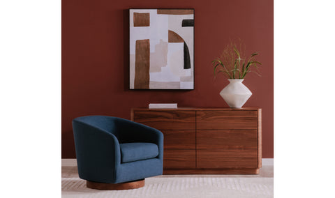 Oscy Swivel Chair - Optic White, Shearling, Atlantic, Cigar