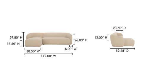 Faye Sectional Sofa - Light Beige
