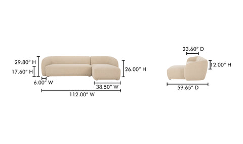 Faye Sectional Sofa - Light Beige