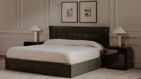 Sebastion King Upholstered Storage Bed - Olive