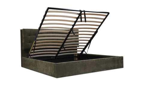 Sebastion King Upholstered Storage Bed - Olive