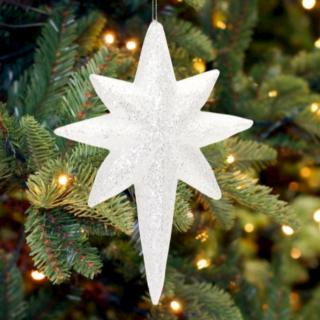 White Acrylic North Star Of Bethlehem Christmas Ornament
