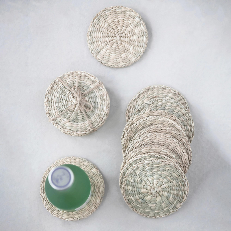 Apollo Hand-Woven Seagrass Coasters, Set of Four