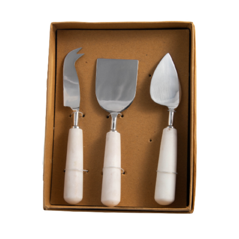 Blanc Marble Cheese Knives, Set of Three Kitchen Essentials