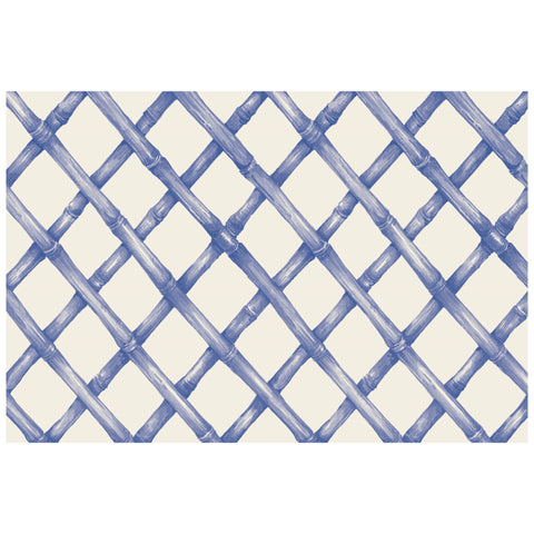 Bamboo Lattice Design Blue + White Paper Placemats Disposable