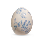 Blue & White Floral Ceramic Egg 5"