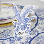 Blue Asiatic Pheasants Place Cards Elegant Timeless Bride + Groom Table Design Inspo