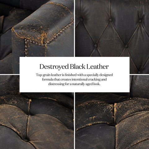 Maxx Leather Sofa 95", Destroyed Black