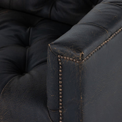 Maxx Leather Sofa 95", Destroyed Black