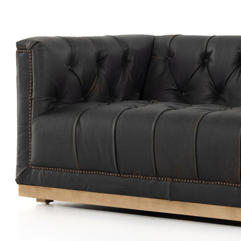 Maxx Leather Sofa 95", Destroyed Black