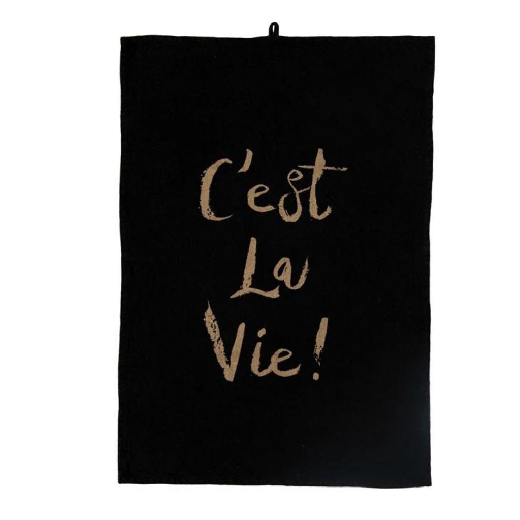 Cotton Tea Towel with Gold Foil "C'est La Vie!"