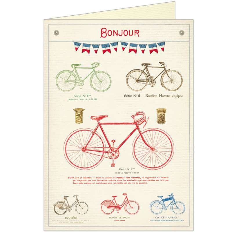 Cavallini Bonjour Bicycles Greeting Card