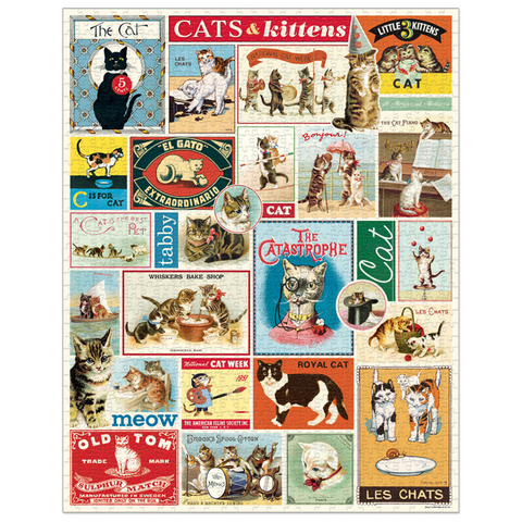 Cavallini Cats & Kittens Puzzle + 1000 Piece Puzzle + Best Puzzle + Family Time + Vintage Style + Rainy Day Activities