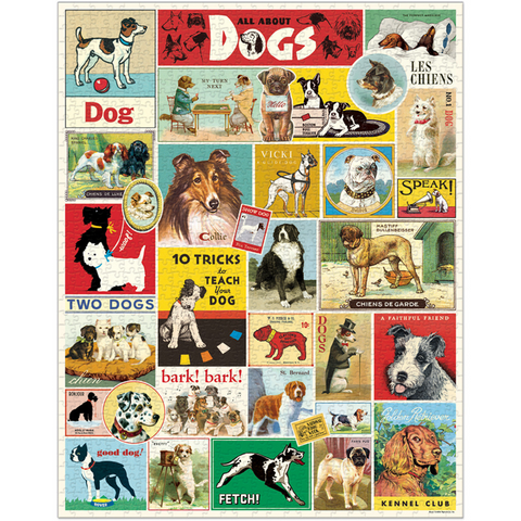 Cavallini Dogs Vintage 1000 Piece Jigsaw Puzzle + Best Puzzle + Family Time + Vintage Style + Rainy Day Activities