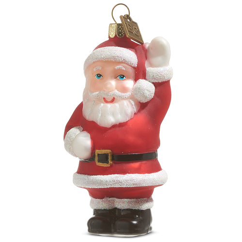 Waving Santa Blow Mold Ornament, 3.5"
