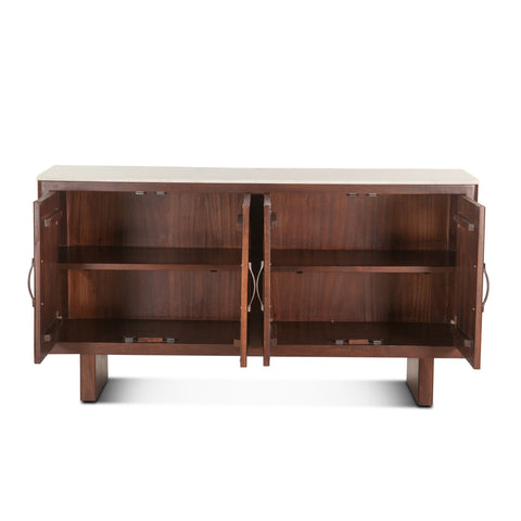 Amalfi Mango Wood and White Marble Sideboard