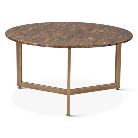 Calico 36" Coffee Table in Tiger Eye with Iron Base