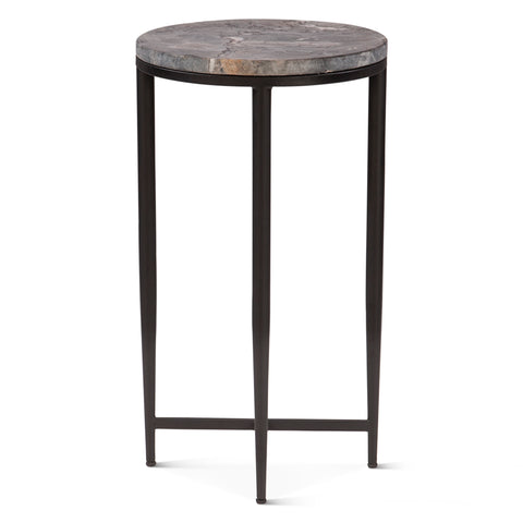 Calico 17" Side Table in Grey Septarian with Iron Base