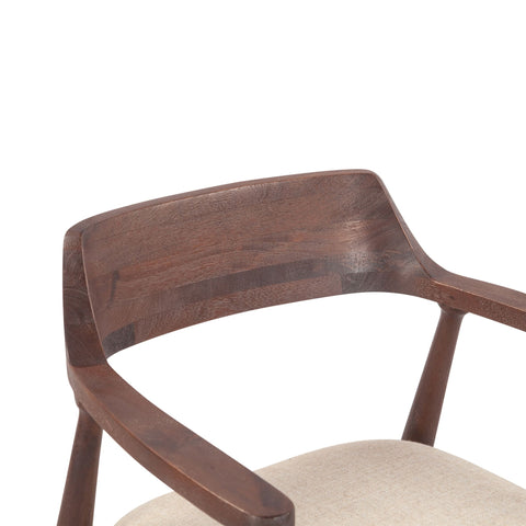 Cambridge Linen Upholstered Dining Chair in Walnut Finish