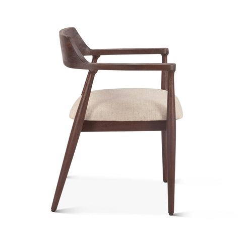 Cambridge Linen Upholstered Dining Chair in Walnut Finish