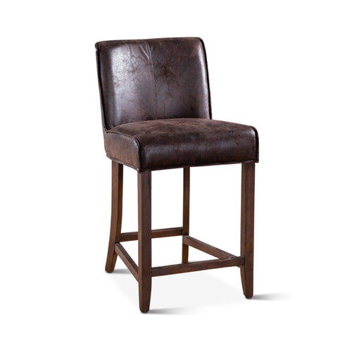 Buddy Counter Chair - Dark Brown Leather/ Matte Brown Legs