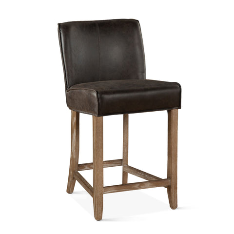 Buddy Counter Chair - Dark Brown Leather/Natural Legs