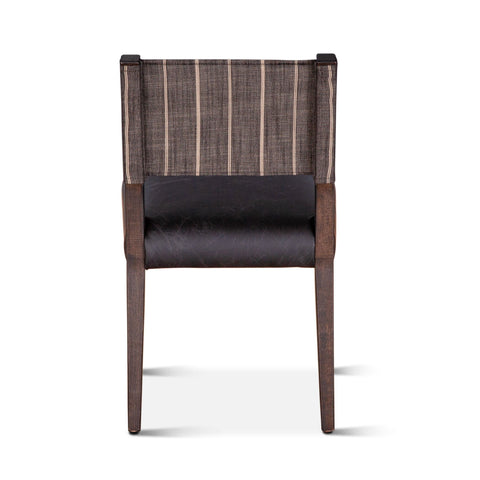 Maya Dining Chair Black Leather + Striped Fabric