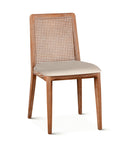 Simone Dining Chair Off White Linen Seat With Cane Back Modern Coastal Style