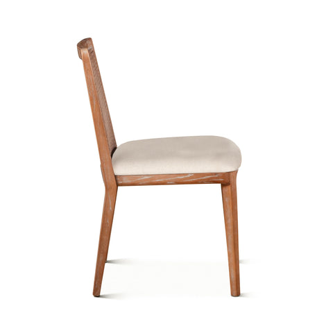 Simone Dining Chair Off White Linen Seat With Cane Back Modern Coastal Style