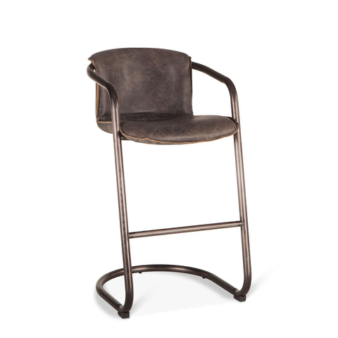 Nisky Leather Bar Chair - Antique Ebony