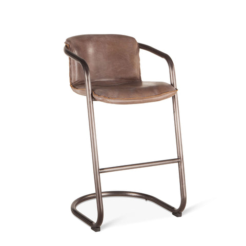 Nisky Leather Bar Chair - Jet Brown