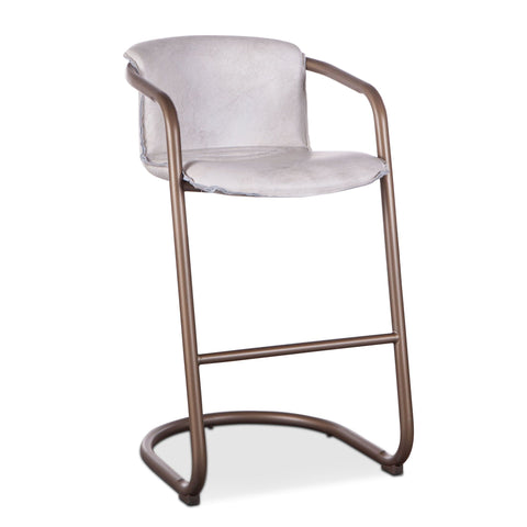 Nisky Leather Bar Chair - Vintage White