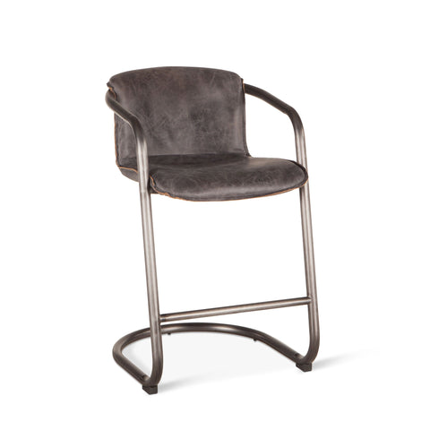 Nisky Leather Counter Chair - Antique Ebony