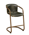 Niskey Emerald Green Top Grain Leather Counter Chair