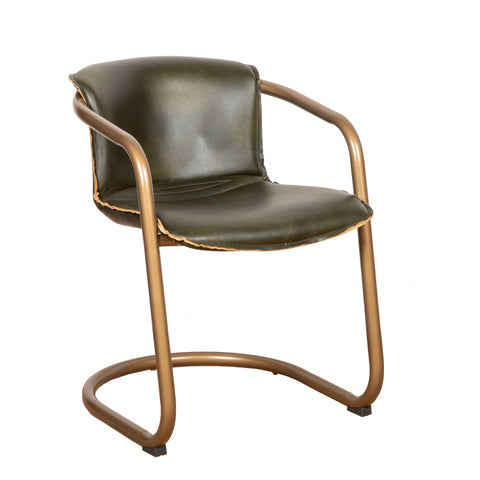 Nisky Leather Dining Chair - Emerald Green