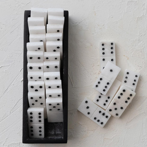 Handmade Alabaster Dominoes In Soapstone Box