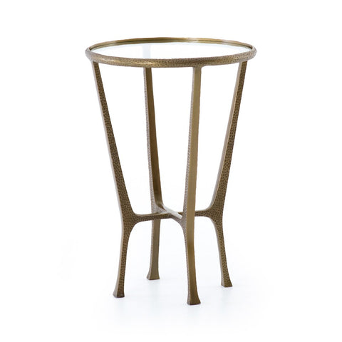 Glass + Brass + Round Side Table + Minimalist Design