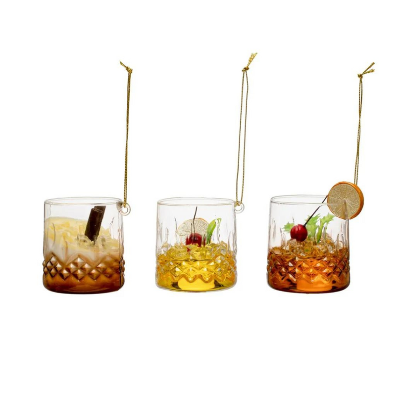 Classic Lowball Cocktail Glass Christmas Ornaments